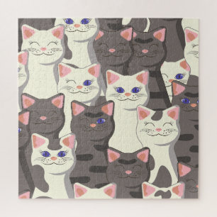Puzzle Motif de chats blancs et gris