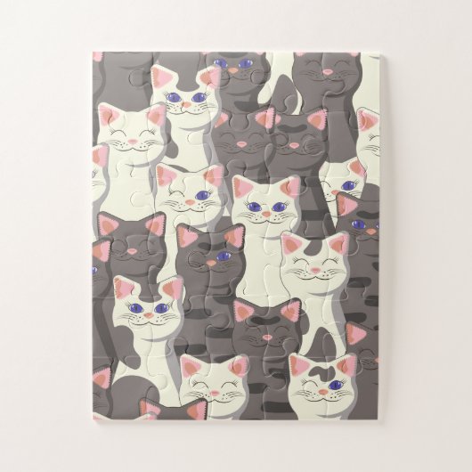 Puzzle Motif de chats blancs et gris (Vertical)