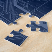 Puzzle Motif de circuit Geek bleu (Côté)