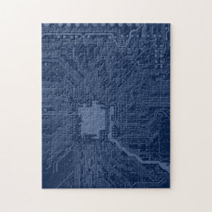 Puzzle Motif de circuit Geek bleu