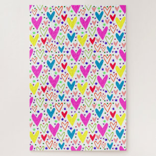 Puzzle Motif de cœurs colorés mignons