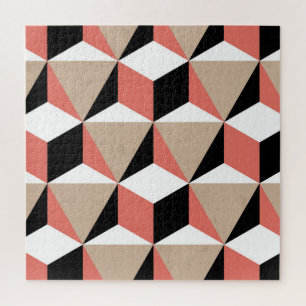 Puzzle Motif de corail noir géométrique.