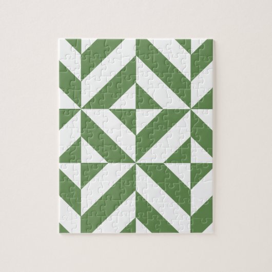 Puzzle Motif de cube vert laiton foncé (Vertical)