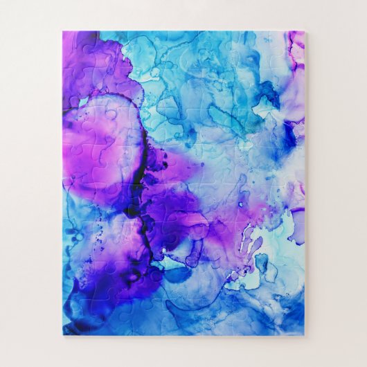 Puzzle Motif de dégradé d'aquarelle violet et bleu (Vertical)