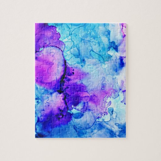 Puzzle Motif de dégradé d'aquarelle violet et bleu (Vertical)