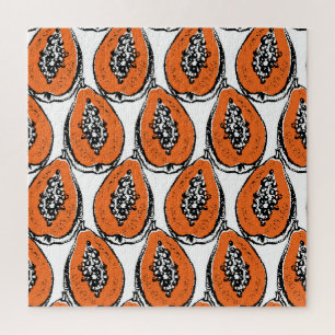 Puzzle Motif de dessin vintage Papaya Charcoal.