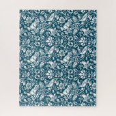 Puzzle Motif de faisan et lièvre, bleu et blanc d'Indigo (Vertical)