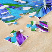 Puzzle Motif de feuille de Monstera Tropical violet (Côté)