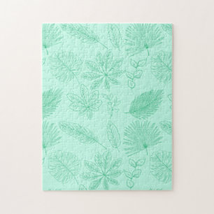 Puzzle Motif de feuilles bleu menthe