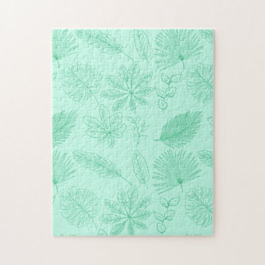 Puzzle Motif de feuilles bleu menthe (Vertical)