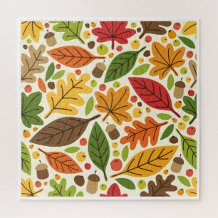 Puzzle Motif de feuilles d'automne colorées et de glands