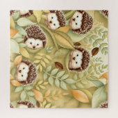 Puzzle Motif de feuilles d'automne de hérisson mignon (Horizontal)