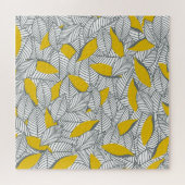 Puzzle Motif de feuilles gris et jaune. (Horizontal)