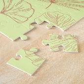 Puzzle Motif de feuilles vert pastel et beige (Côté)