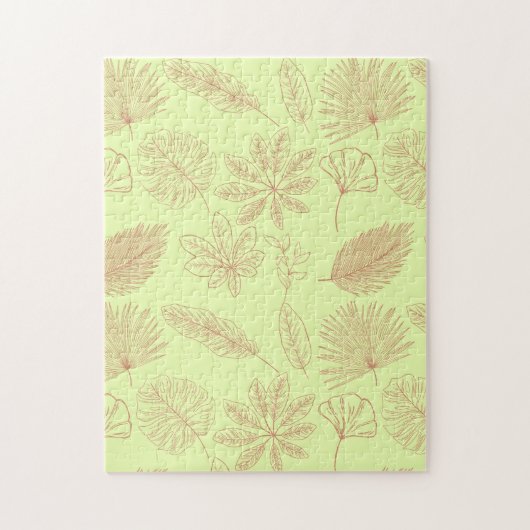 Puzzle Motif de feuilles vert pastel et beige (Vertical)