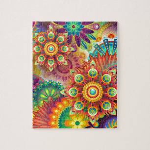 Puzzle Motif de fleurs Abstraites aux couleurs vives
