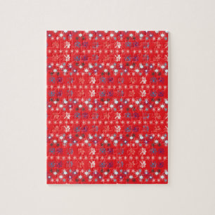 Puzzle Motif de flocon de neige moderne Red Christmas