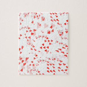 Puzzle Motif de flush royal coeurs cartes de poker,