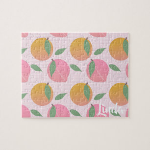 Puzzle Motif de fruit orange pêche mignon rose