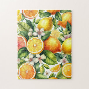 Puzzle Motif de fruits d'agrumes à l'aquarelle