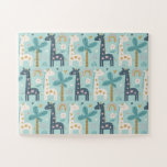 Puzzle Motif de Giraffe Whimsical en Pastel Blue<br><div class="desc">Motif de Giraffe Whimsical en Pastel Blue Puzzle</div>
