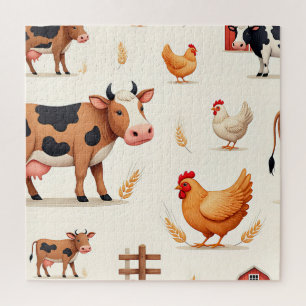 Puzzle Motif de grange d'animaux de ferme mignons