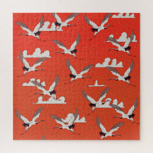 Puzzle Motif de grue asiatique rouge