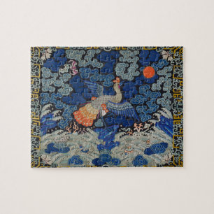 Puzzle Motif de grue chinoise vintage : bleu impérial