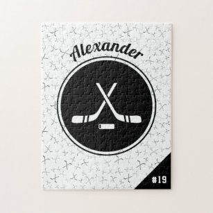 Puzzle Motif de hockey sur glace personnalisé Nom du jou
