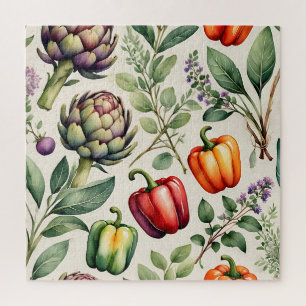 Puzzle Motif de jardin potager à l'aquarelle