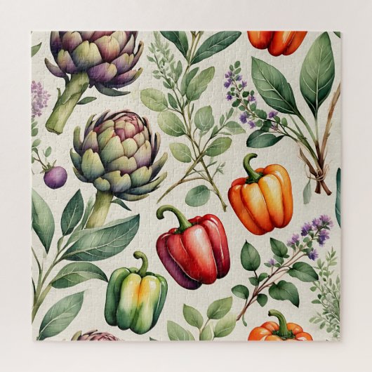Puzzle Motif de jardin potager à l'aquarelle (Vertical)