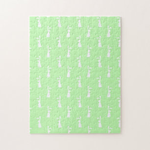 Puzzle Motif de lapin couleur pastel sur fond de menthe p