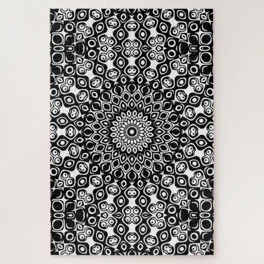 Puzzle Motif de mandala noir et blanc (Vertical)