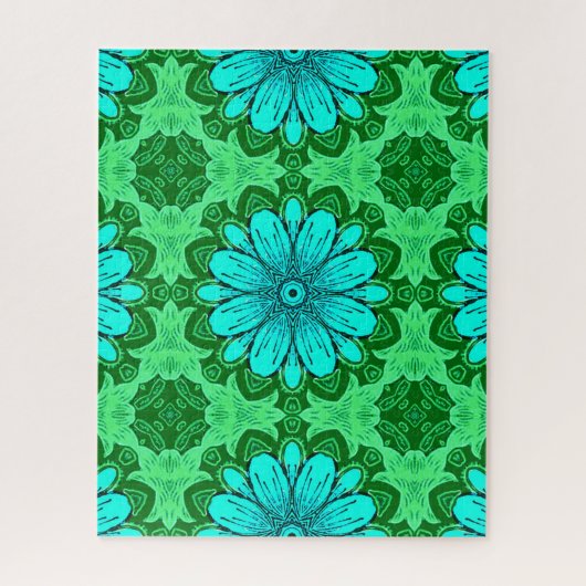 Puzzle Motif de marguerite géométrique en Turquoise et Ve (Vertical)