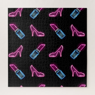 Puzzle Motif de mode avec icônes de néon.