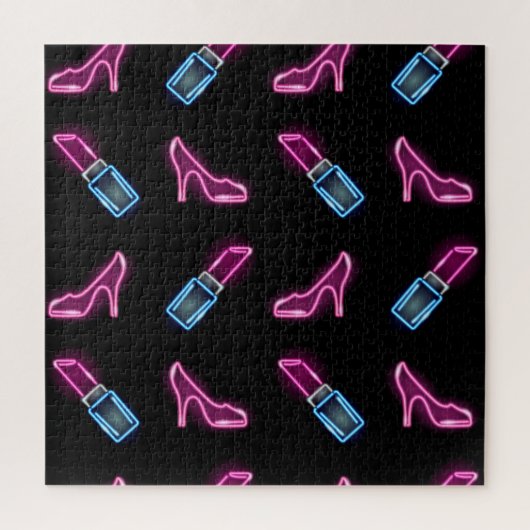 Puzzle Motif de mode avec icônes de néon. (Vertical)