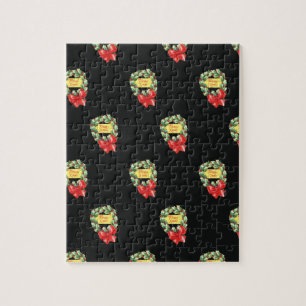 Puzzle Motif de Noël vintage, Joyeux Noël dans la couronn