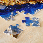 Puzzle Motif de résine de géode d'or bleu (Côté)