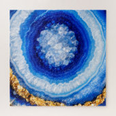 Puzzle Motif de résine de géode d'or bleu (Horizontal)