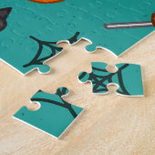 Puzzle Motif de style plat Halloween Turquoise. (Côté)