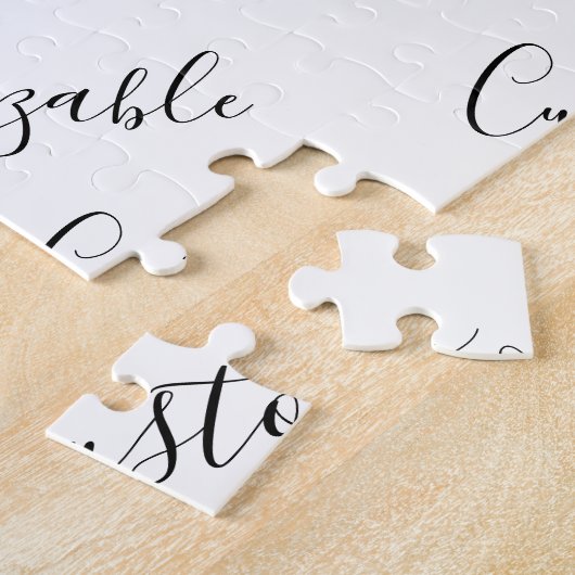 Puzzle Motif de texte de script moderne modifiable | Noir (Côté)