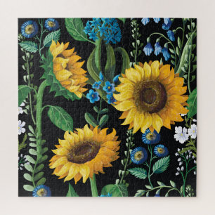 Puzzle Motif de tournesol Arrière - plan noir