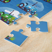 Puzzle Motif de tracteur (fond bleu) (Côté)