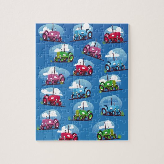Puzzle Motif de tracteur (fond bleu) (Vertical)