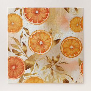 Puzzle Motif de tranche d'orange dorée