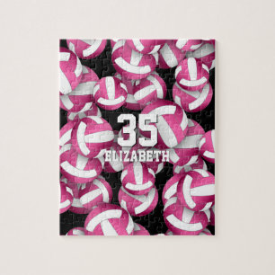 Puzzle Motif de volley-ball rose fuchsia girly blanc