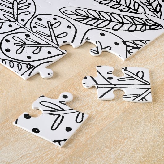 Puzzle Motif décoratif moderne Arbre noir et blanc (Côté)