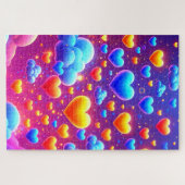 Puzzle Motif des Coeurs orange et bleu (Horizontal)