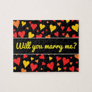 Puzzle Motif des Coeurs rouge, orange et jaune flottant