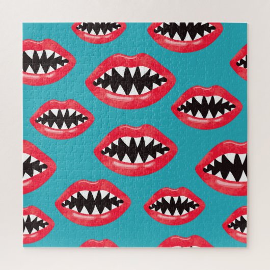 Puzzle Motif des lèvres rouges des dents de requin (Vertical)